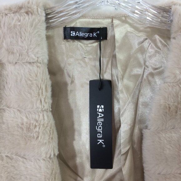 NEW Allegra K Jacket Faux Fur Collarless Open Front NWT Soft Lined Small - Picture 5 of 6